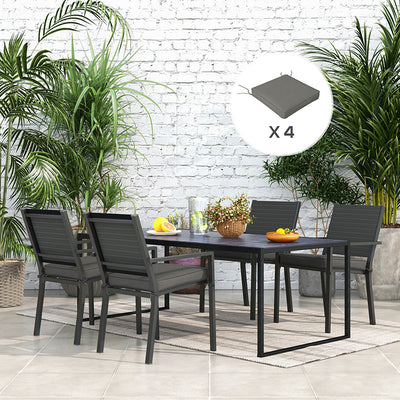 Outsunny 4-Piece Seat Cushions Pillow Replacement, Patio Chair Cushions Set with Ties for Indoor Outdoor, Charcoal Grey 