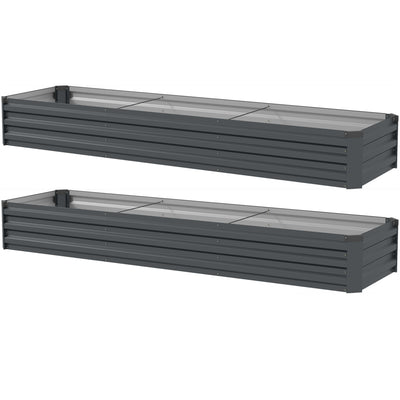 Outsunny 60 x 240cm Galvanised Steel Planter, with Open Bottom, Pack of 2 