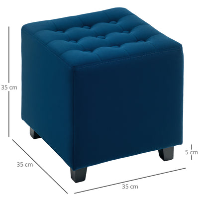HOMCOM Velvet-Feel Square Ottoman - Blue 