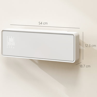 HOMCOM 2000W Glass-Panel PTC Fan Heater, Wall Mounted, 30° Oscillation, 54L x 18.7W x 12.3H cm - White