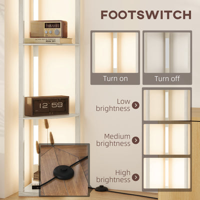 HOMCOM Corner Floor Lamp for Living Room Bedroom with Dimmable Warm White LED Light, Modern Tall Standing Lamp, Oak 