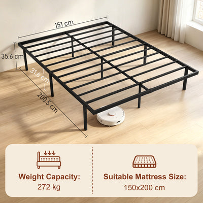 HOMCOM 5ft King Bed Frame with Underbed Storage, Metal Platform Bed Frame with Steel Slat Support, No Box Spring Needed