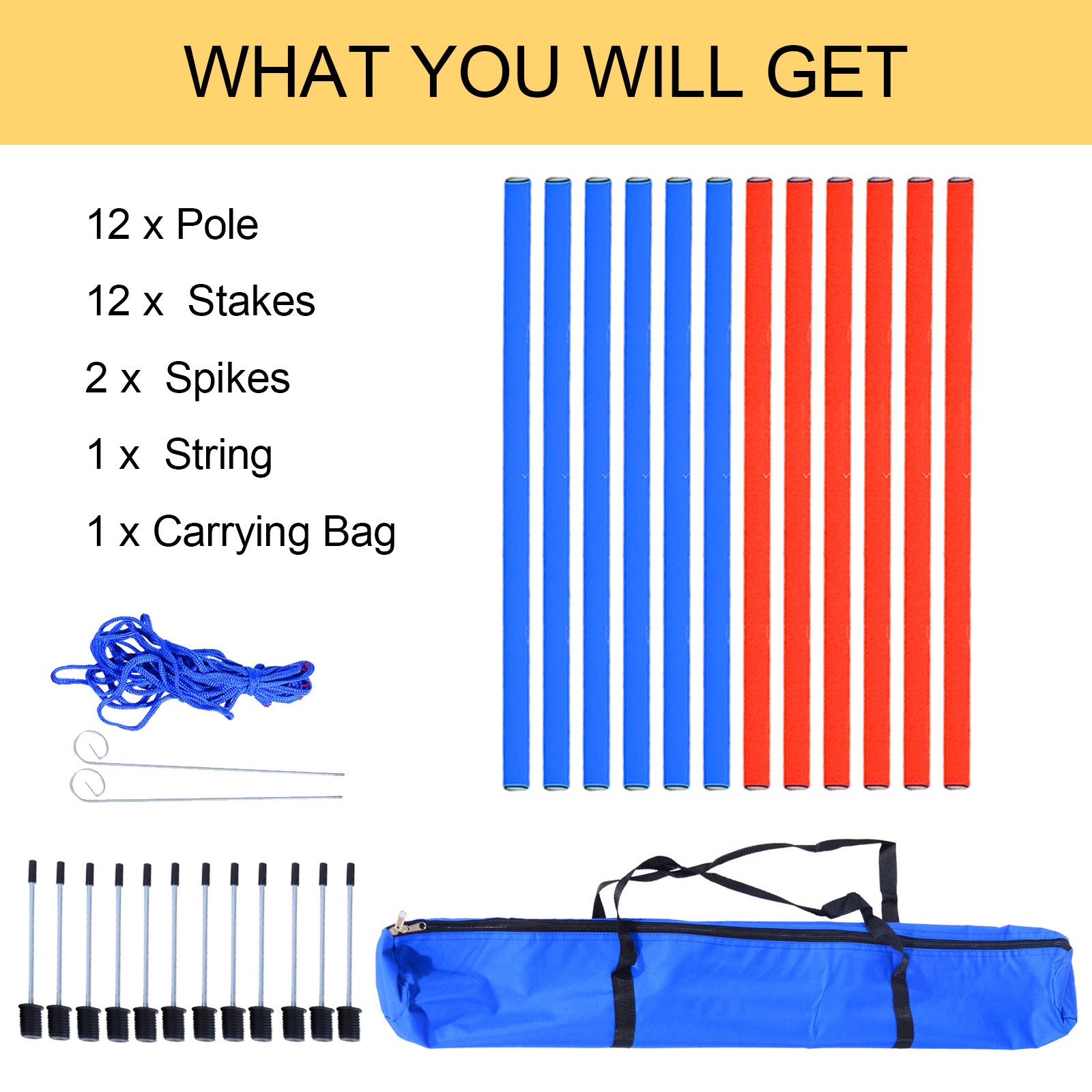 PawHut Pet Agility Training Equipment Dog Play Run Obedience Training Set Adjustable (Poles) 