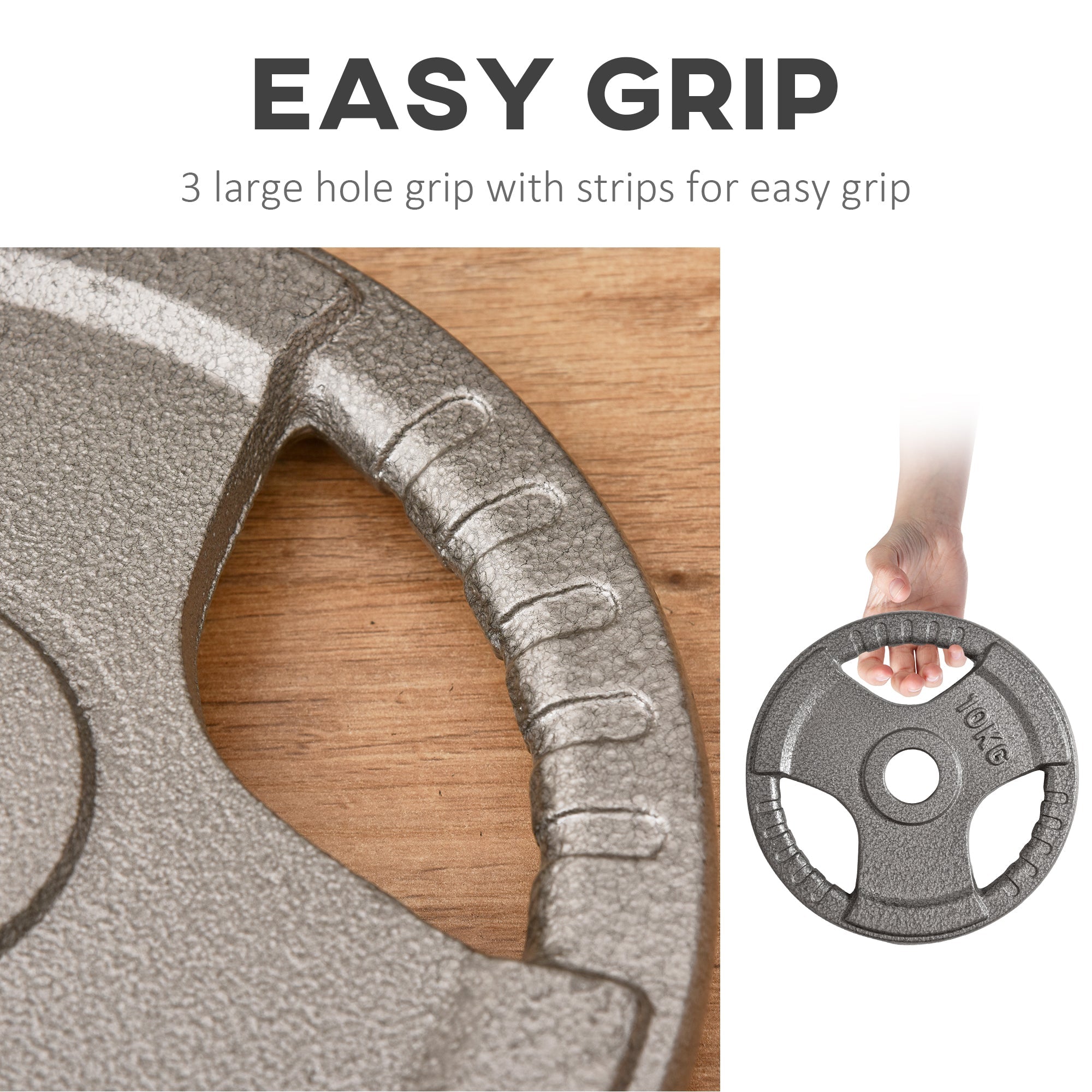 HOMCOM Set of 6 Cast Iron Olympic Weight for 2"/5cm Hole Dumbbell Handle Bar 35kg Dumbbell Plates Barbell Weight 2 x 5kg, 2 x 2.5kg, 2 x 10kg 