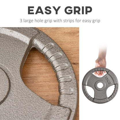 HOMCOM Set of 6 Cast Iron Olympic Weight for 2"/5cm Hole Dumbbell Handle Bar 35kg Dumbbell Plates Barbell Weight 2 x 5kg, 2 x 2.5kg, 2 x 10kg 