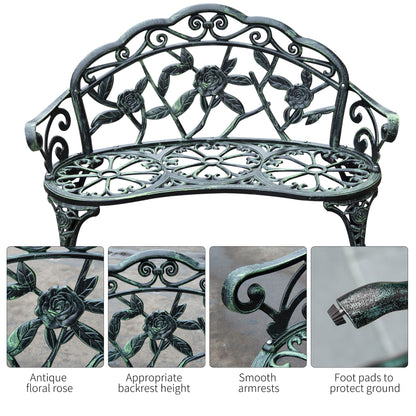 Outsunny Cast Aluminum Garden Bench-Antique Green 