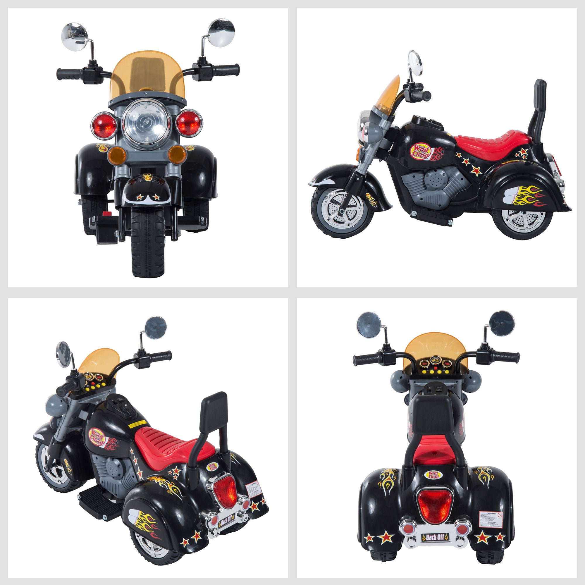 HOMCOM Kids Ride On Toy Car Motorbike Electric Scooter 6V Battery Operated Toy Trike-Black 