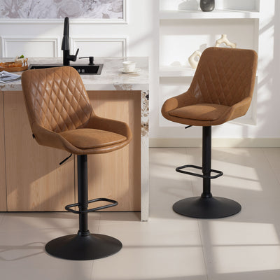 HOMCOM Set of Two Faux Leather Retro Bar Stools - Orange 