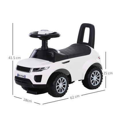 HOMCOM 3-in-1 Ride On Car Foot To Floor Slider Toddler w/ Horn Steering Wheel NO POWER Manual Under Seat Storage Safe Design for 1-3 Year Old White 