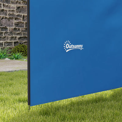 Outsunny 5 Pole Camping Windbreaks, Beach Wind Shield Shelter with Carry Bag and Steel Poles, Outdoor Caravan Privacy Shield, 540cm x 150cm, Blue 