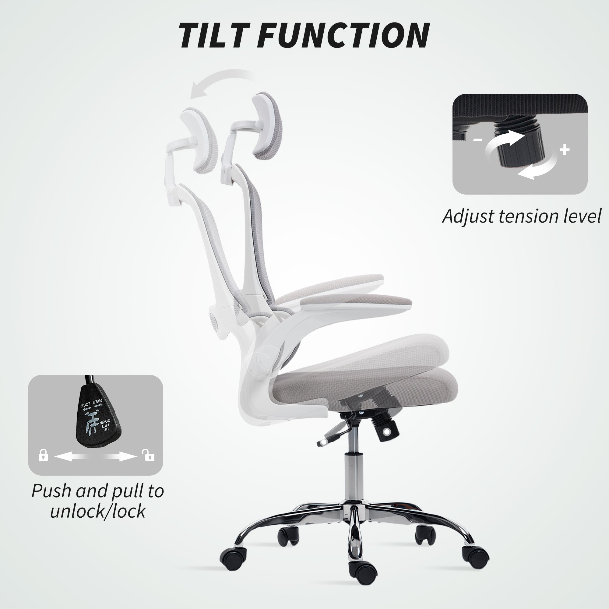 HOMCOM Mesh Back Office Chair, with Lumbar Support - Grey 
