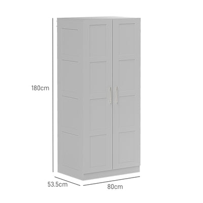 HOMCOM Double Paneled Door Wardrobe, with Shelves - Grey 