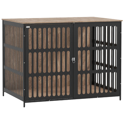 PawHut Dog Crate Furniture with Anti-Chew Resistant Mesh, Anti-Escape Single Door, for Extra Large Dogs, 118 x 80 x 92 cm 