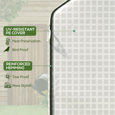 Outsunny Walk-in Greenhouse with 3 Tier 12 Shelves, Small Greenhouse with Reinforced PE Cover, Garden Plant Growhouse with Roll-up Door and Three Mesh Windows, 140 x 213 x 190 cm, White 