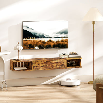 HOMCOM 120 cm Floating TV Unit for TVs up to 50 Inch - Rustic Brown 