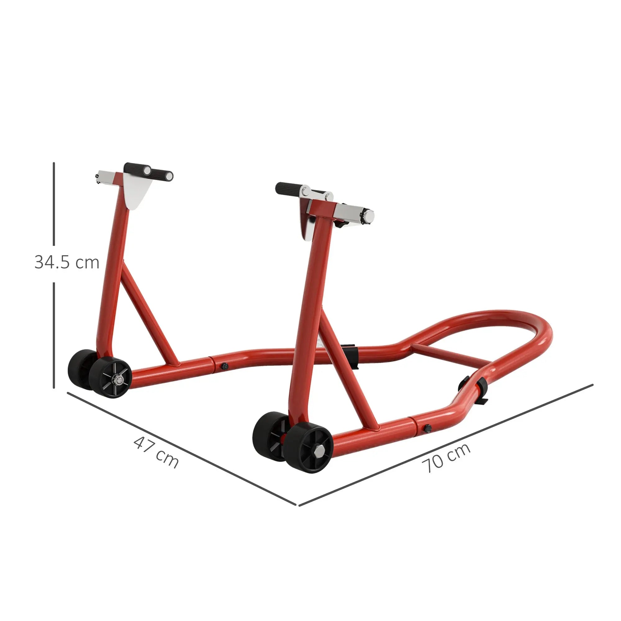 Homcom Rear Motorcycle Paddock Stand Motorbike Stand with Anti-Slip Mat, U-Shaped and L-Shaped Adapters, 200 kg Capacity, for 18", 17" and 10" Tyre, Red 