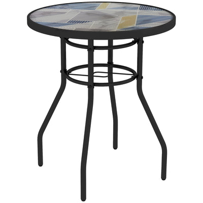 Outsunny \'ce\'a660 Garden Table, with Glass Printed Tabletop - Multicolour 