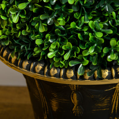 HOMCOM Set of 2 Artificial Plants, Topiary Spiral Boxwood Trees with Pot, for Home Indoor Outdoor Decor, 90cm 