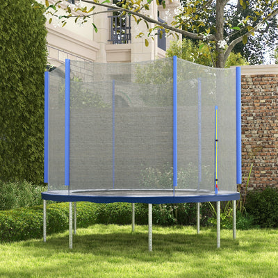 SPORTNOW 10ft Trampoline Net Replacement with 6 Plastic Pole Covers, Weather-Resistant Trampoline Netting Replacement with Zipped Entrance, Poles Not Included, Blue 