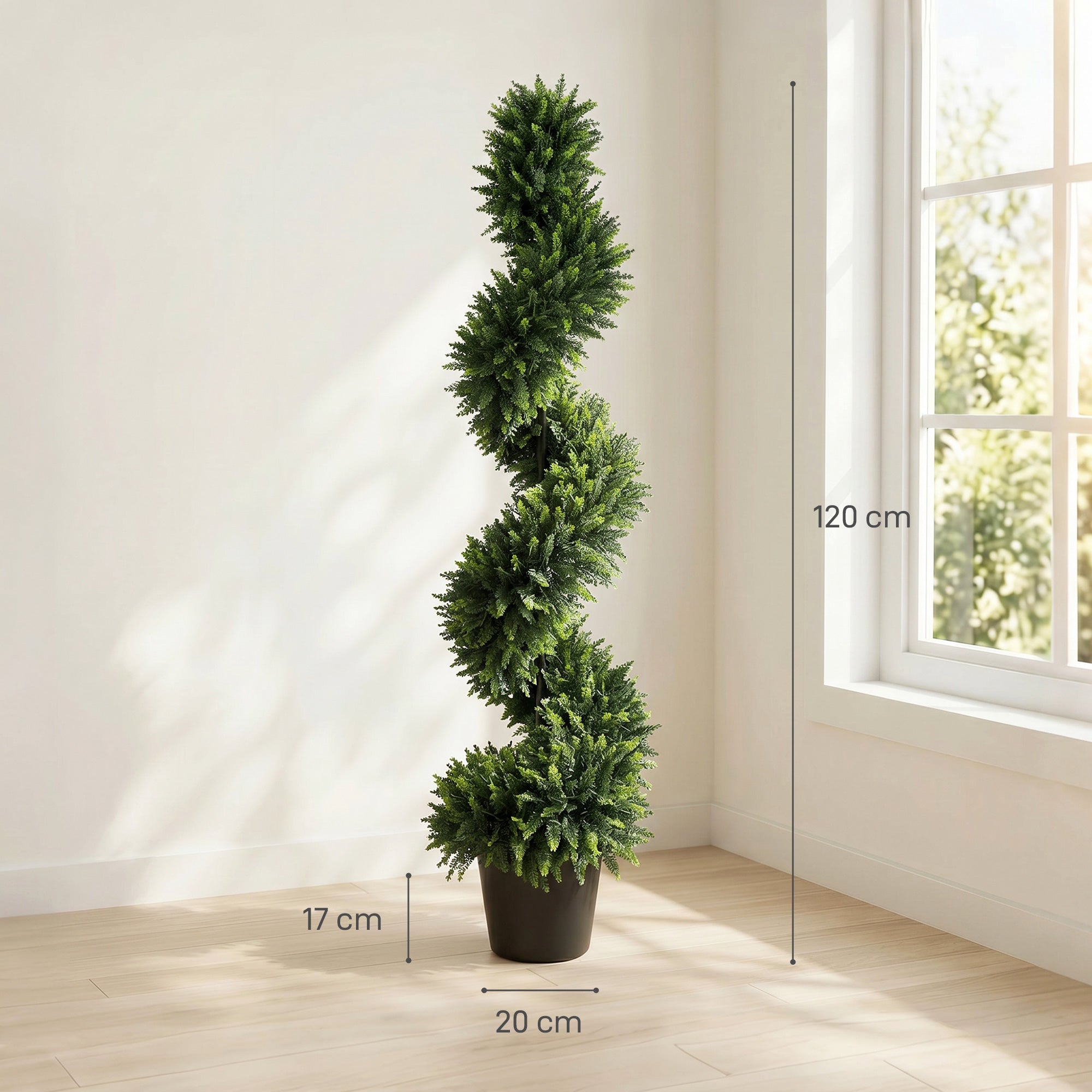 HOMCOM Decorative Artificial Plants Set of 2, UV Resistant Fake Plants in Pot for Indoor Outdoor Decor, 120 cm, Deep Green