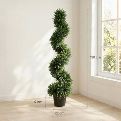 HOMCOM Decorative Artificial Plants Set of 2, UV Resistant Fake Plants in Pot for Indoor Outdoor Decor, 120 cm, Deep Green