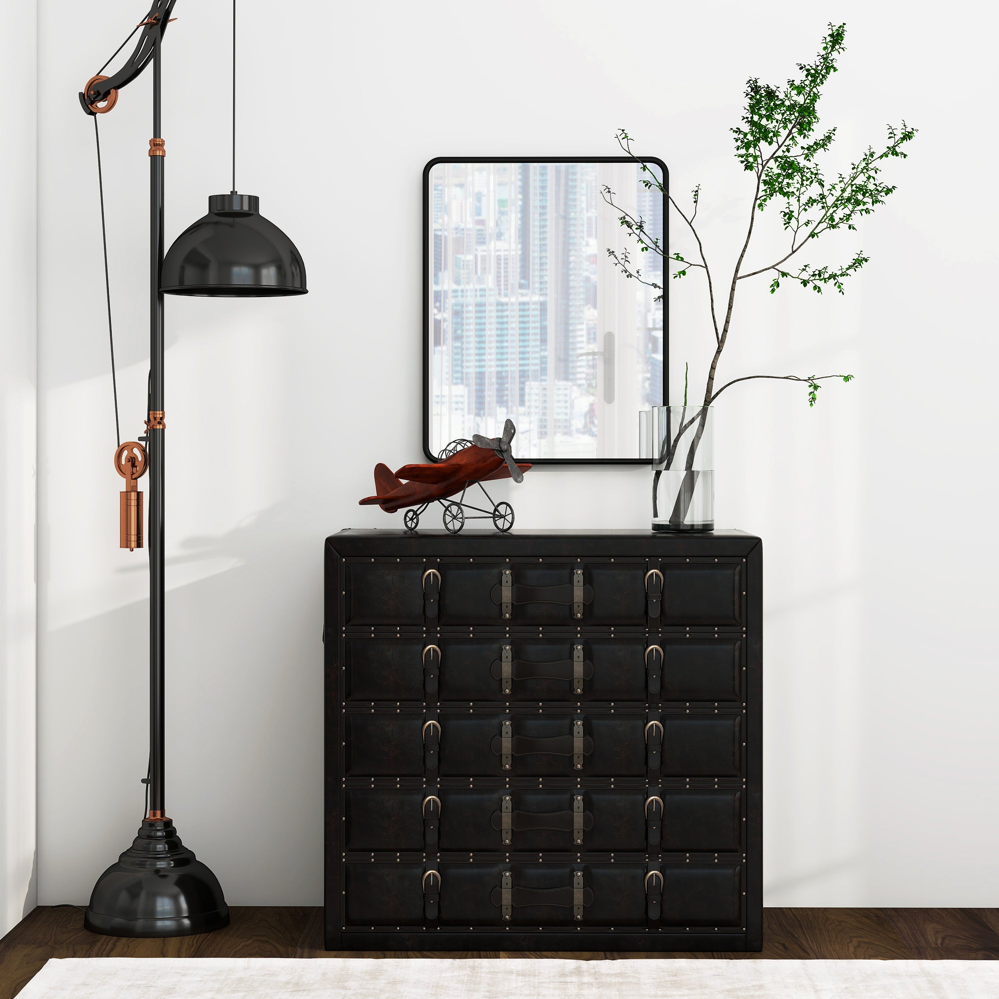 HOMCOM Rectangular Wall Mirror with HD Glass - Black 