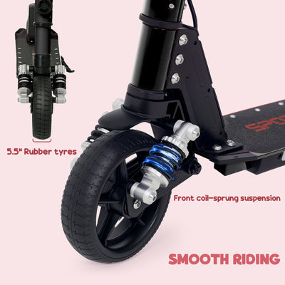 SPORTNOW Folding Electric Scooter for Kids Age 6-14 with Dual Brakes, Front Suspension, LED Colourful Lights and Display, 6.8kg Lightweight Aluminium E Scooter, Up to 14 KM/H & 6 KM, Black 
