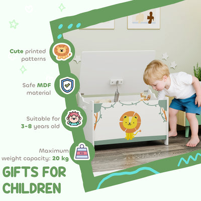 AIYAPLAY Toy Box with Lid, Safety Hinges and Groove Handles, Toy Storage organiser for Kids, Living Room, Playroom, Green 