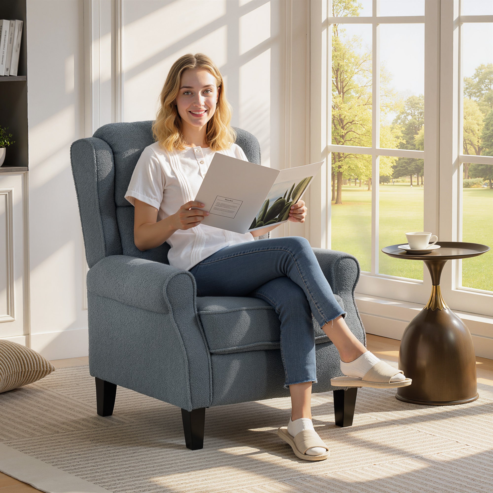 HOMCOM Recliner Armchair with Extended Leg Rest - Grey 