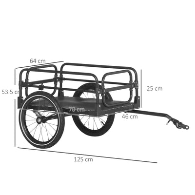 HOMCOM Steel Bike Trailer with Triple Safety, Wagon Bicycle Trailer with Suspension, 2 Wheels Outdoor Storage Carrier, Black 