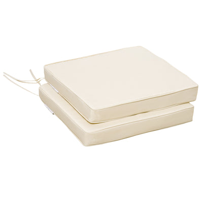 Outsunny Set of 2 Garden Chair Cushions with Ties, 45 x 45 cm Replacement Cushions for Outdoor Furniture, Cream White 