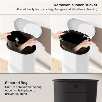 HOMCOM 30 L Modern Curved Kitchen Bin - White 
