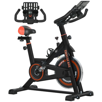 HOMCOM Exercise Bike, 8kg Flywheel Stationary Bike Indoor Cycling Machine with Adjustable Resistance Seat Handlebar, Black 