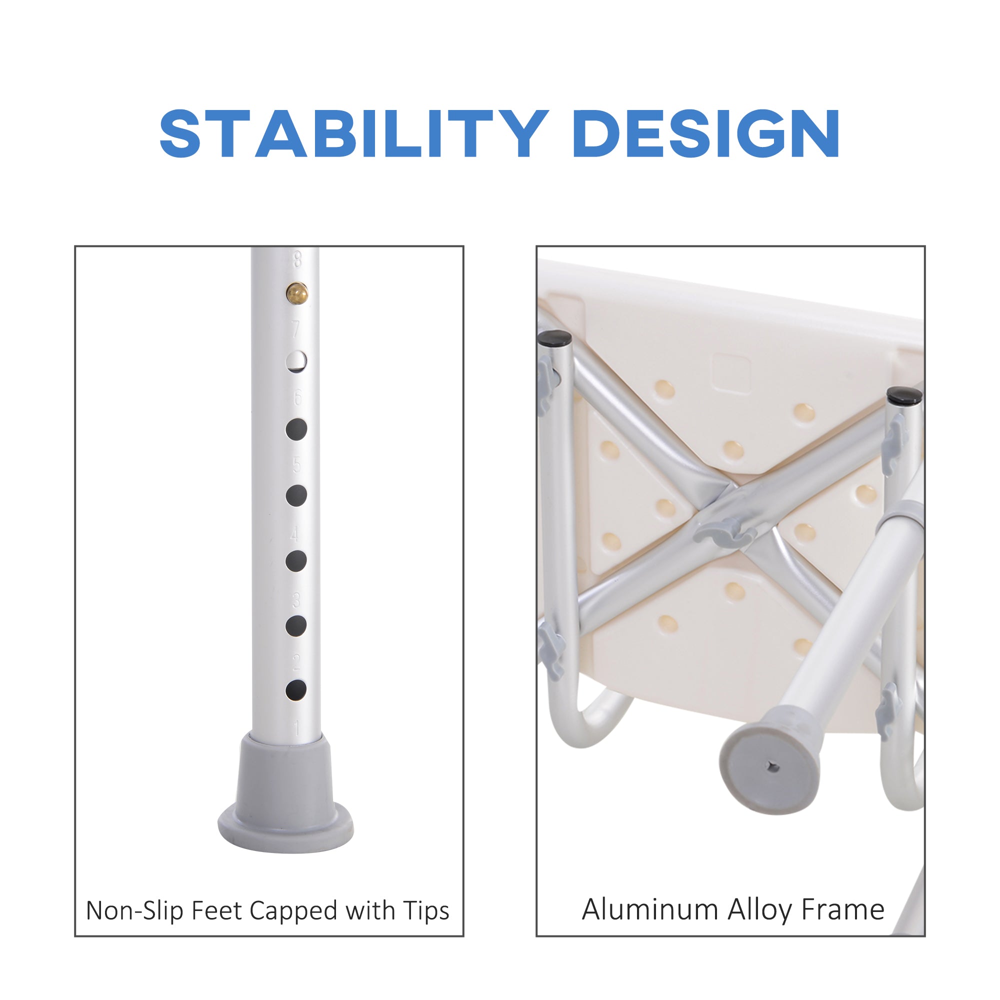 HOMCOM Bath Chair Shower Stool Safety Seat Bathroom Adjustable Positions Elderly Aids 