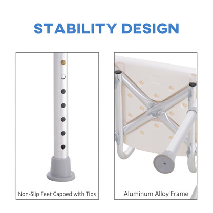 HOMCOM Bath Chair Shower Stool Safety Seat Bathroom Adjustable Positions Elderly Aids 