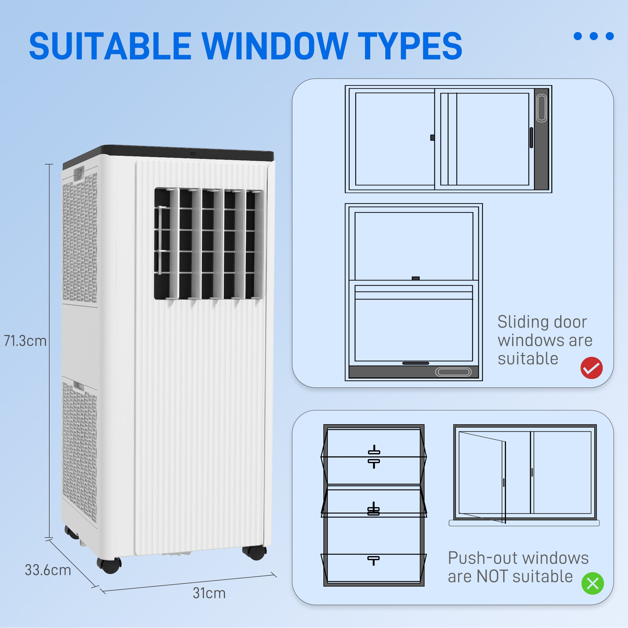 HOMCOM 7,000 BTU App-Controlled Mobile Air Conditioner, 15m\'c2\'b2 Radius - White