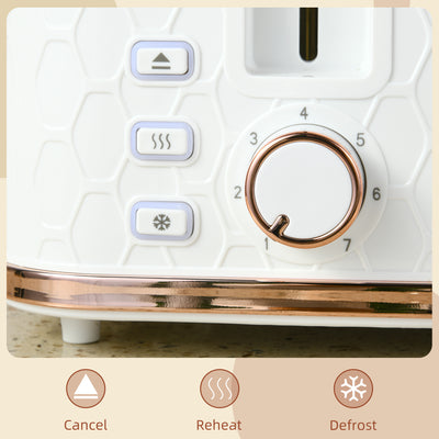 HOMCOM Four-Slice Honeycomb Toaster - White 