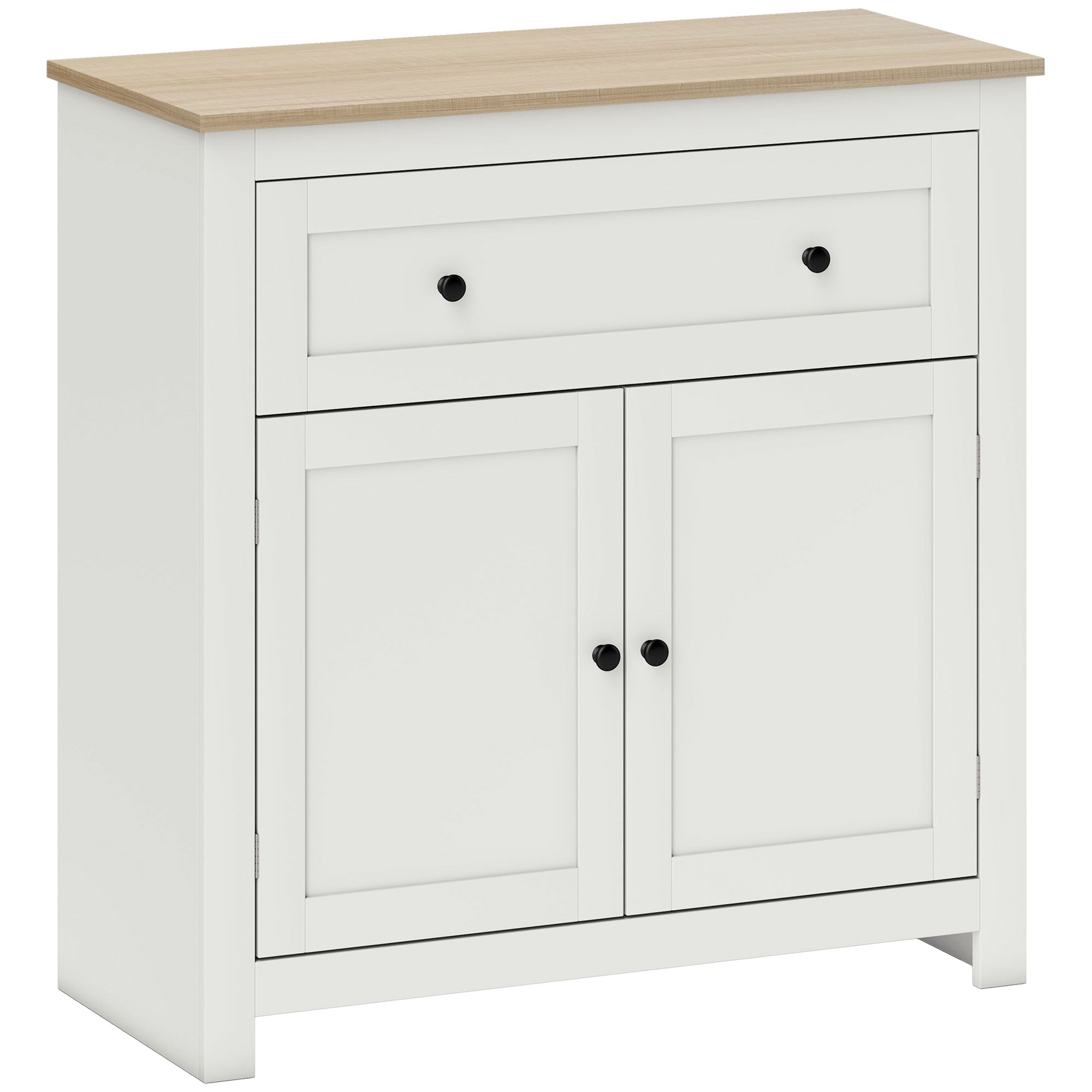 HOMCOM Sideboard Storage Cabinet, Modern Kitchen Cupboard with Adjustable Shelf, Drawer and Double Doors, Cream White 