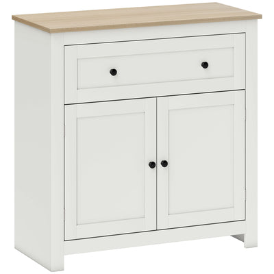 HOMCOM Sideboard Storage Cabinet, Modern Kitchen Cupboard with Adjustable Shelf, Drawer and Double Doors, Cream White 