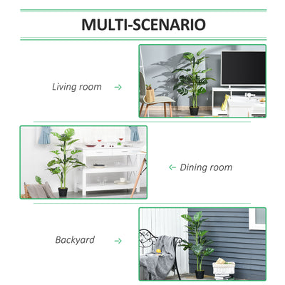 Outsunny 100cm/3.3FT Artificial Monstera Tree Decorative Cheese Plant 21 Leaves with Nursery Pot, Fake Tropical Palm Tree for Indoor Outdoor Décor 