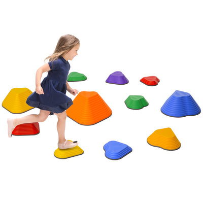 AIYAPLAY 11-Piece Heart-Shaped Kids Balance Stepping Stones and Motor Skills, Multicoloured 