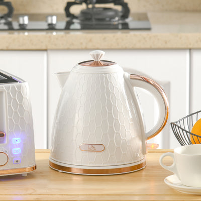 HOMCOM 3kW Rapid Boil Honeycomb Kettle - Cream 