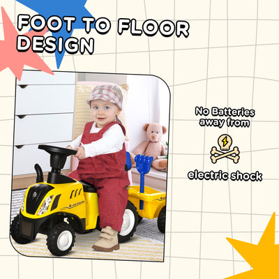 HOMCOM Ride On Tractor Toddler Walker Foot To Floor Slider w/ Horn Storage Steering Wheel for 1-3 Years Old Yellow 