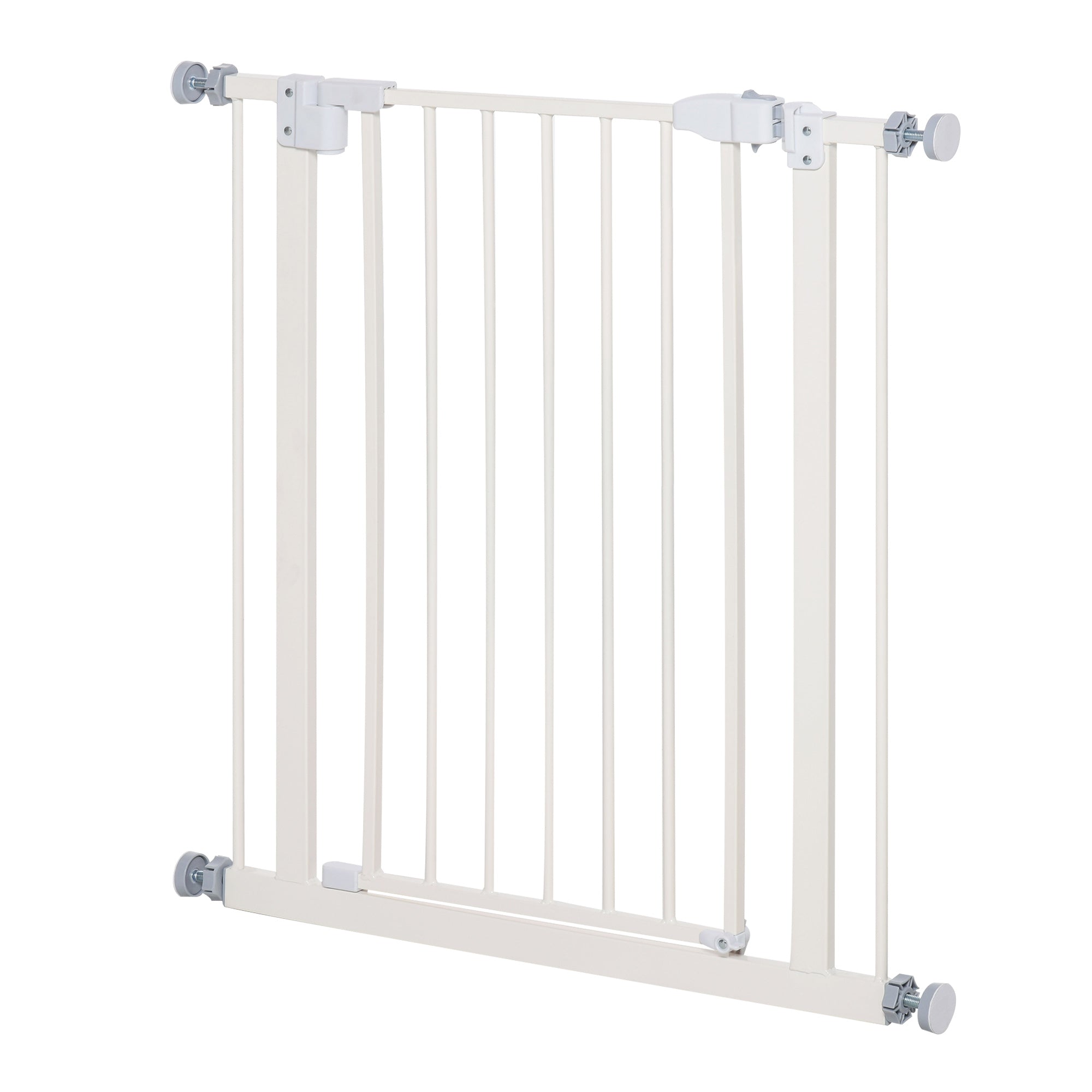 PawHut Pressure Fit Safety Gate, Adjustable Dog Gate, Pet Barrier for for Doorways, Staircases and Hallways with Auto Close, Double Locking, Opening 74-80cm, White 
