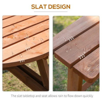 Outsunny 8-Seater Wooden Picnic Set-Fir Wood 