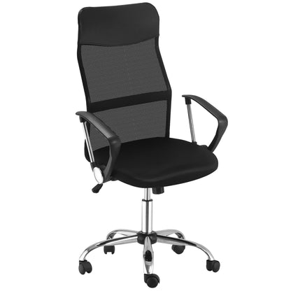 HOMCOM Ergonomic Office Chair Mesh Chair with Adjustable Height Tilt Function Black 