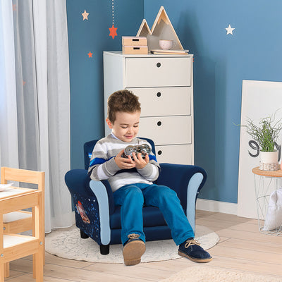 HOMCOM Child Armchair Kids Mini Sofa Chair with Armrest, 59.5 x 43 x 46.5cm, Blue 