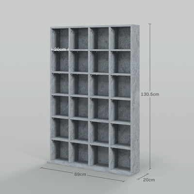HOMCOM CD Storage Unit with Adjustable Shelves, 89 x 130.5 cm, Cement Grey 