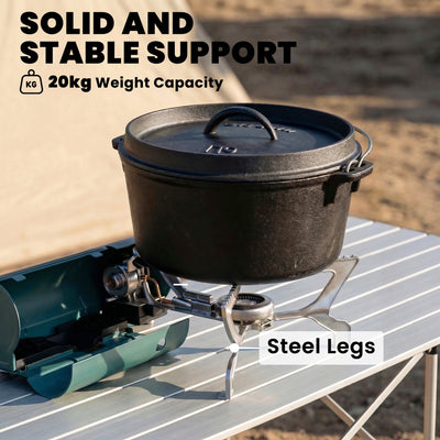 Outsunny 2670W Foldable Camping Stove with Safety Shut-Off, Piezo Ignition Gas Stove with Carry Bag, Green 