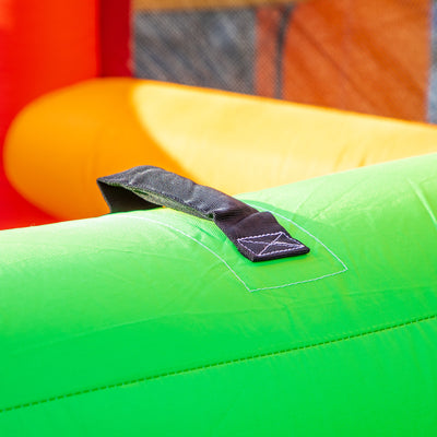 Outsunny 4 in 1 Kids Bouncy Castle Extra Large Double Slides & Trampoline Design Inflatable House Pool Climbing Wall with Blower Carrybag for Kids Age 3-8, 3.8 x 3.7 x 2.3m 